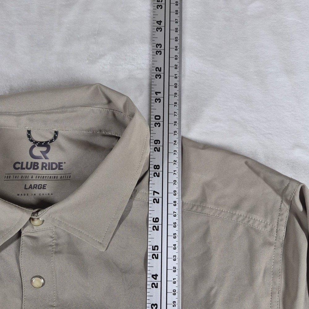 Club Ride Pearl Snap Shirt Men's Large Beige Long Sleeve Cycling Biking Comfort - Picture 3 of 8